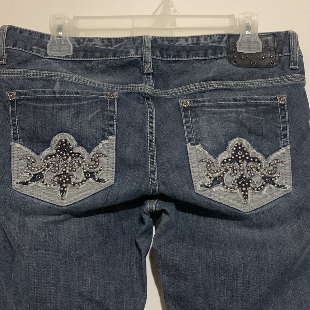 GUESS Y2K Studded Low Rise Straight Leg Jeans Size 31 - Picture 8 of 11